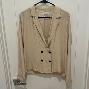 Reformation Tan Double-Breasted Blazer Shirt - Size S